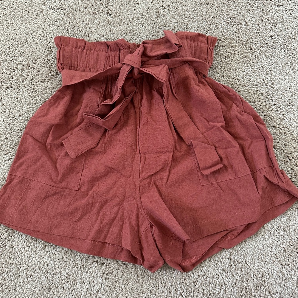 Women's Rust Tie-Waist Shorts